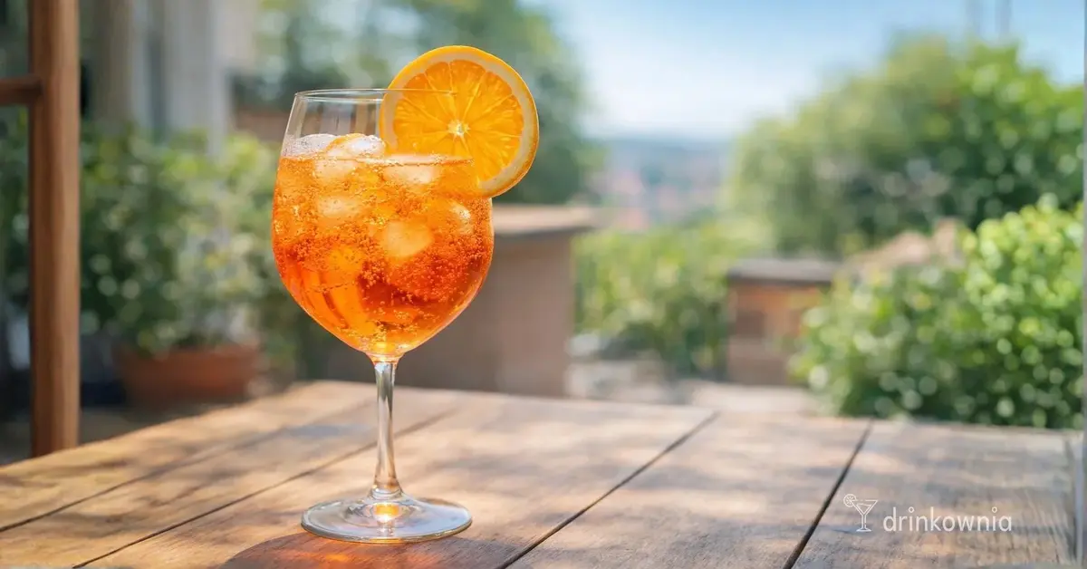 Aperol Spritz bez alkoholu – przepis na spritz 0% w kieliszku z pomarańczą