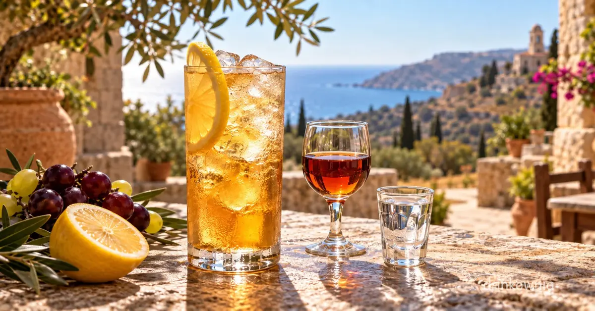 Brandy Sour, Commandaria i zivania na kamiennym tarasie z widokiem na cypryjskie wybrzeże