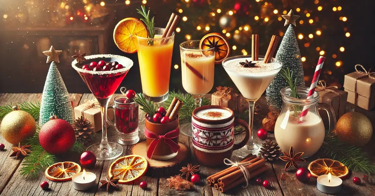 Świąteczne inspiracje - drinki na Mikołajki: korzenne Martini z imbirem, grzane wino z pomarańczą, Eggnog i mocktaile.
