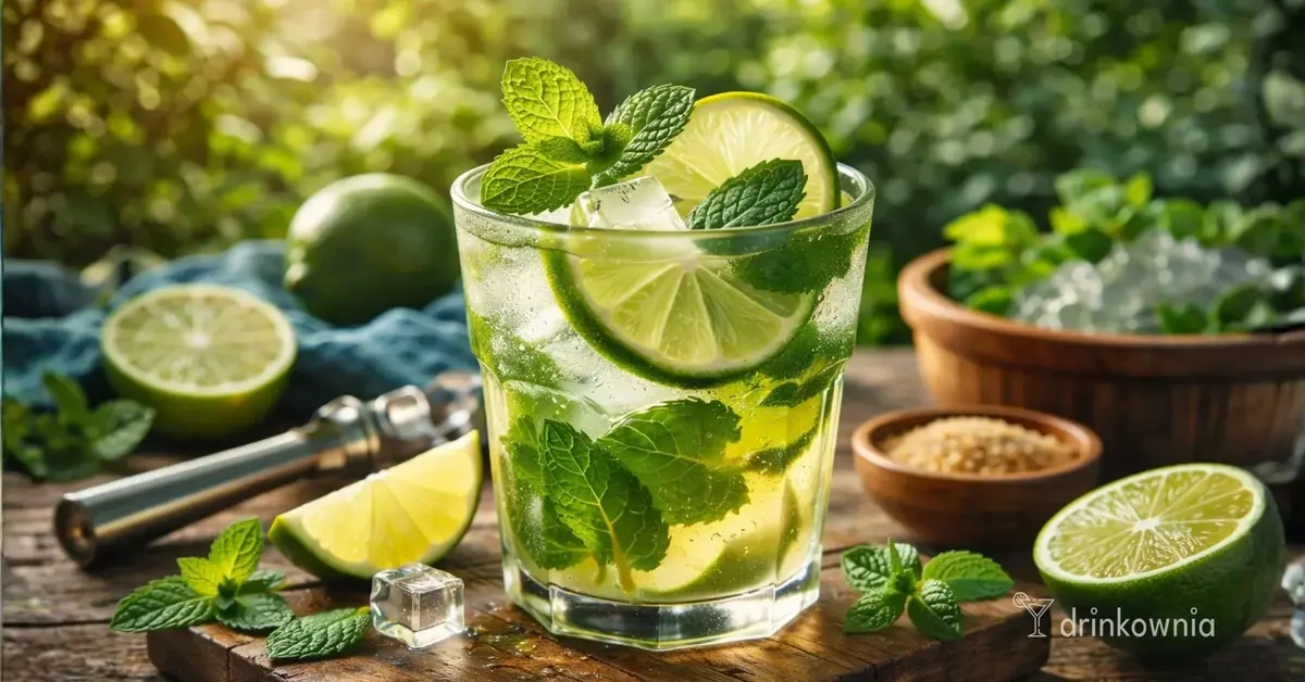 Mojito w ogrodzie – orzeźwiający drink z rumem, miętą i limonką na lodzie.